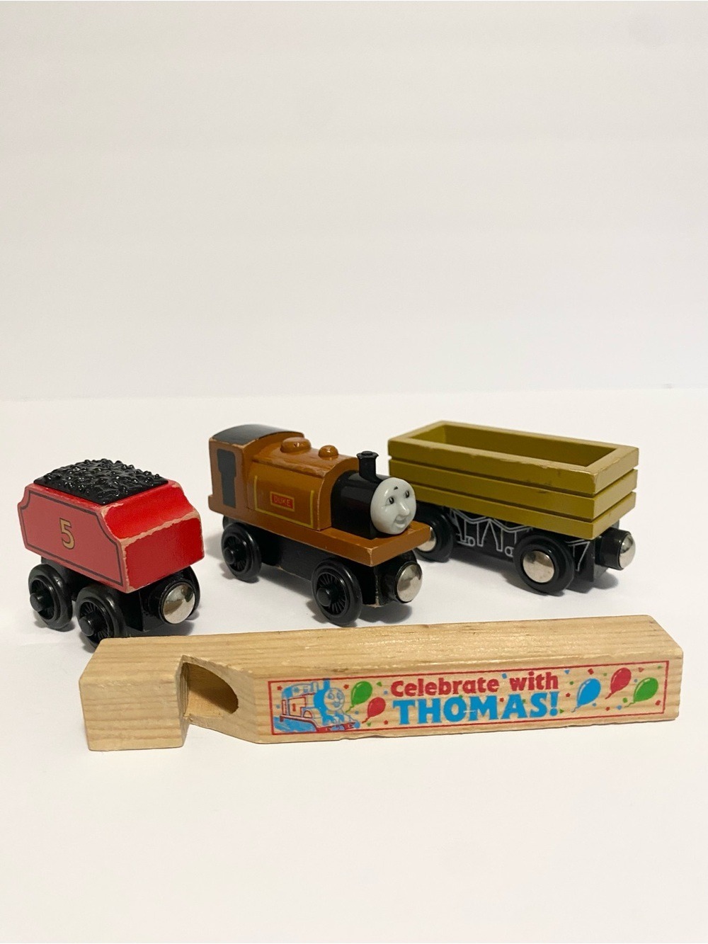 Wooden Thomas the Train Toy Lot Duke James’ Tender Celebrate Whistle